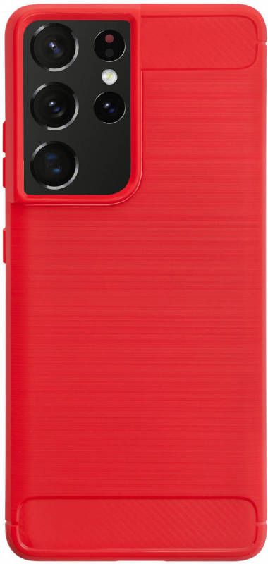 HomeLiving BMAX Carbon soft case hoesje voor Samsung Galaxy S21 Ultra Rood