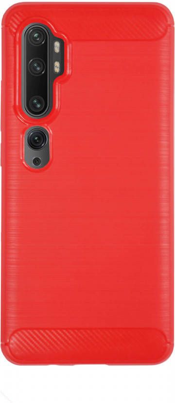 HomeLiving BMAX Carbon soft case hoesje voor Xiaomi Mi Note 10- Red Rood