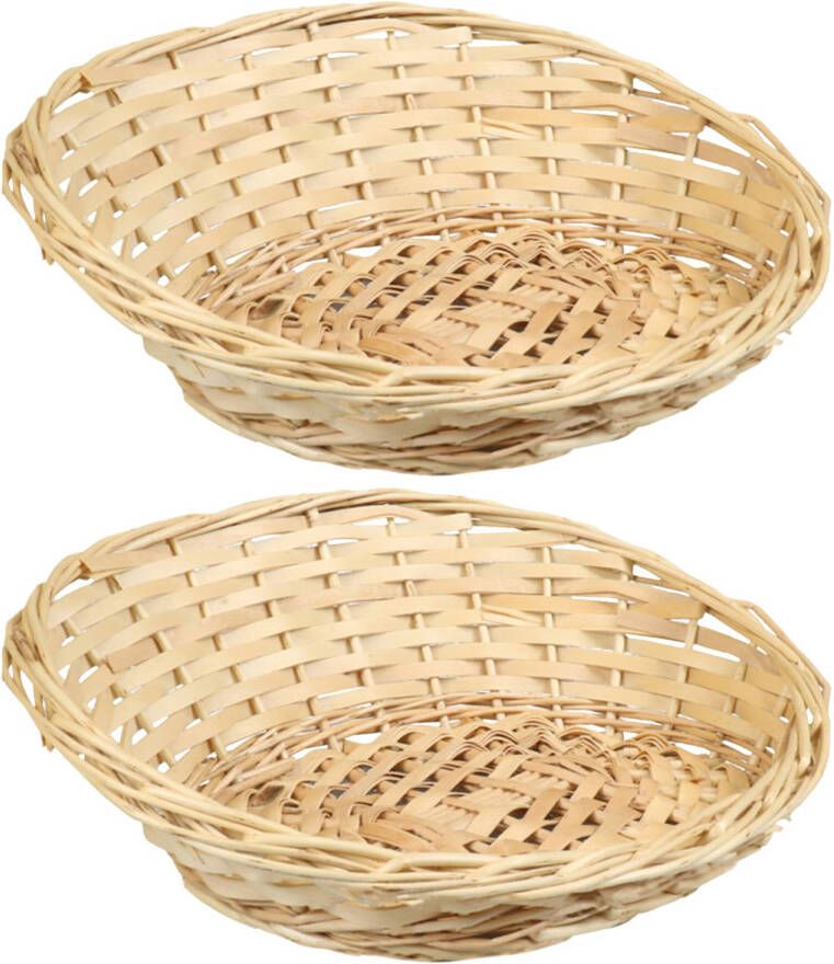 Merkloos Broodmand ovaal 2x 24 x 29 x 12 cm mandje rotan riet broodmand