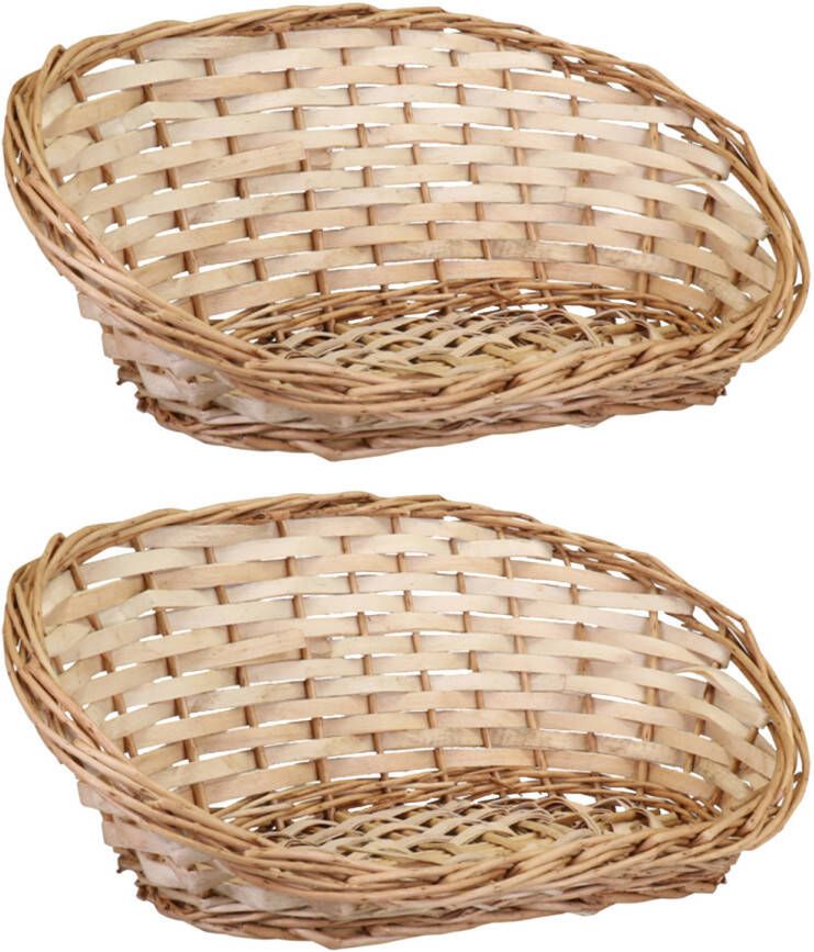 Merkloos Broodmand ovaal 2x 39 x 16 x 14 cm mandje rotan riet broodmand