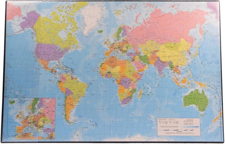 Merkloos Bureau-onderlegger wereldkaart 38 x 58 cm
