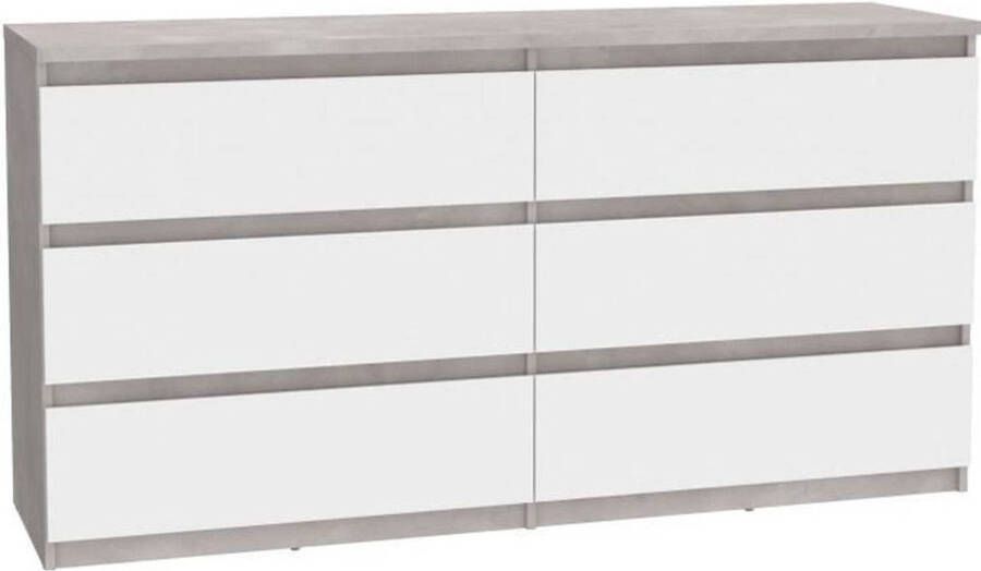 Merkloos Chelsea 6 -Drawer Lades White Color Light Beton L 154 X D 42 2 X H 79 9 cm
