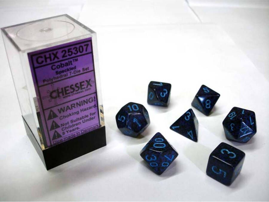 Chessex Cobalt Speckled Polydice Dobbelsteen Set (7 stuks)