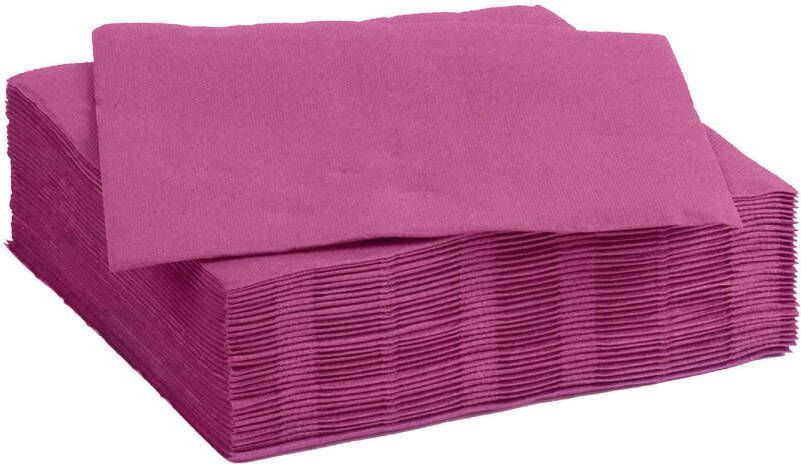 Merkloos Color Party diner feest servetten 30x donker roze 38 x 38 cm papier 3-laags Feestservetten
