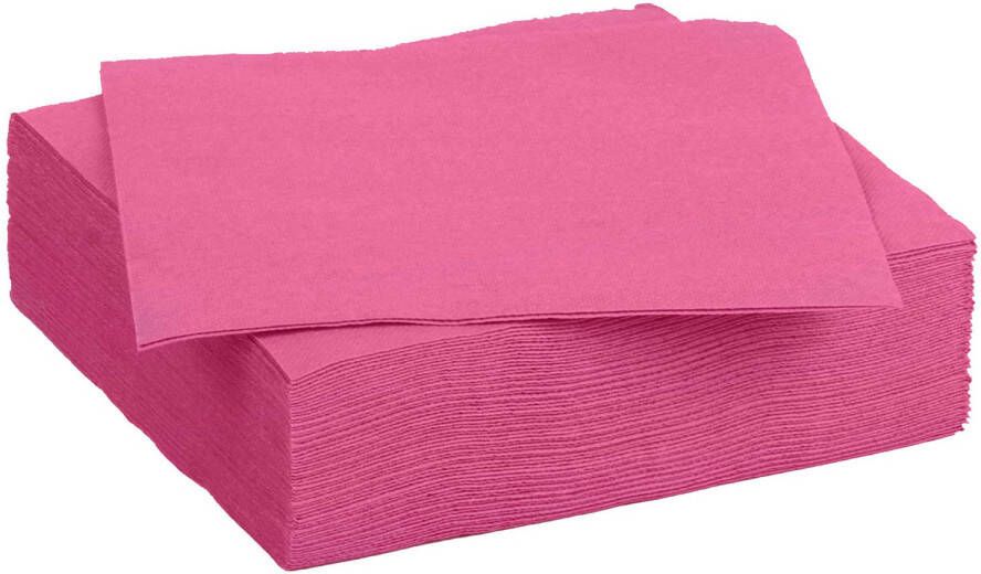 Merkloos Color Party diner feest servetten 30x fuchsia roze 38 x 38 cm papier 3-laags Feestservetten
