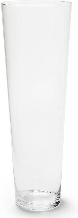 Merkloos Conische bloemenvaas bloemenvazen 17 x 50 cm transparant glas Vazen