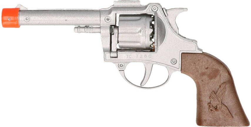 Merkloos Cowboy politie speelgoed revolver pistool metaal 8 schots plaffertjes Verkleedattributen