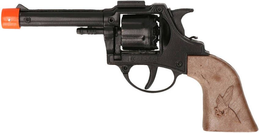 Merkloos Cowboy politie speelgoed revolver pistool metaal 8 schots plaffertjes Verkleedattributen