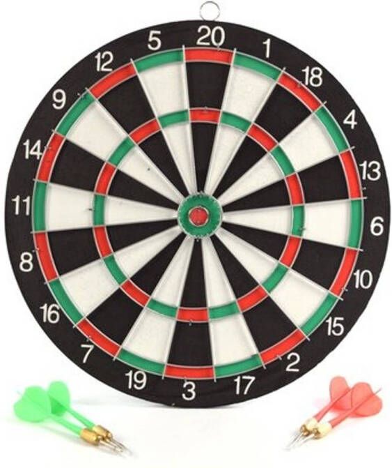 Merkloos Dartbord 28 cm tweezijdig met 4darts