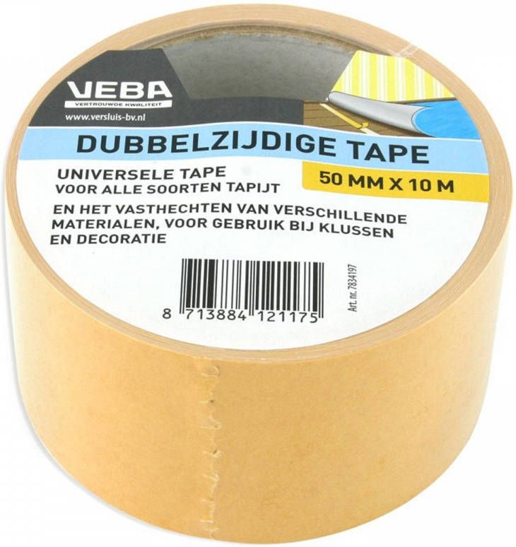 Merkloos Bruin dubbelzijdig tape tapijttape universeel 50 mm x 10 m Tape (klussen)