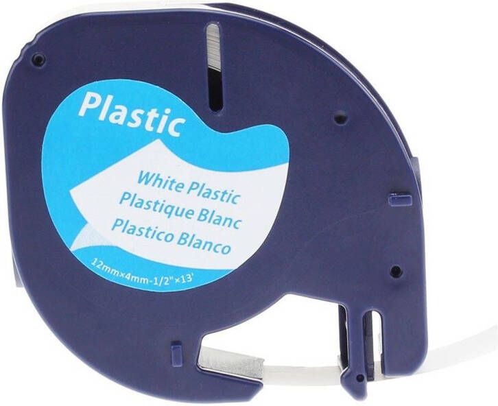 Merkloos Dymo Alternatief LT Plastic Labels Wit-Zwart 12mm