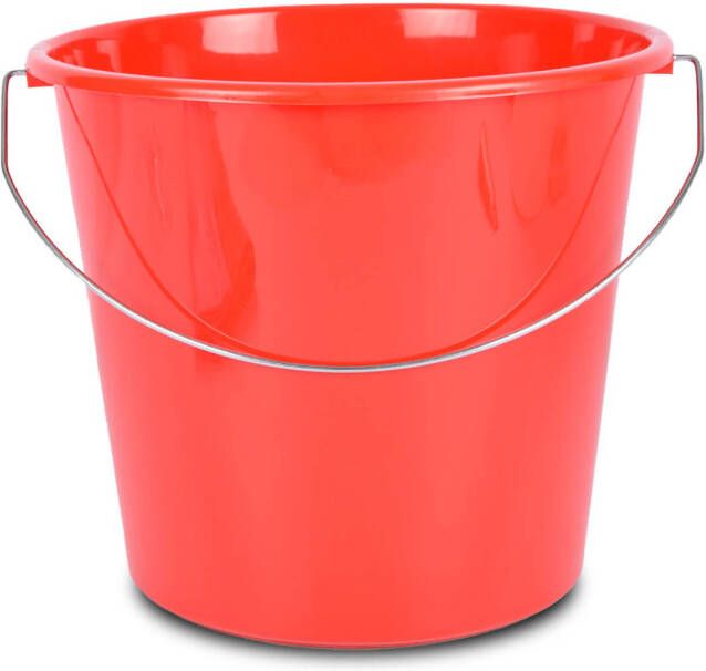 Merkloos Emmer 10 Liter Rode Robuust Huishoudemmer Ideaal voor Schoonmaak en Bouw