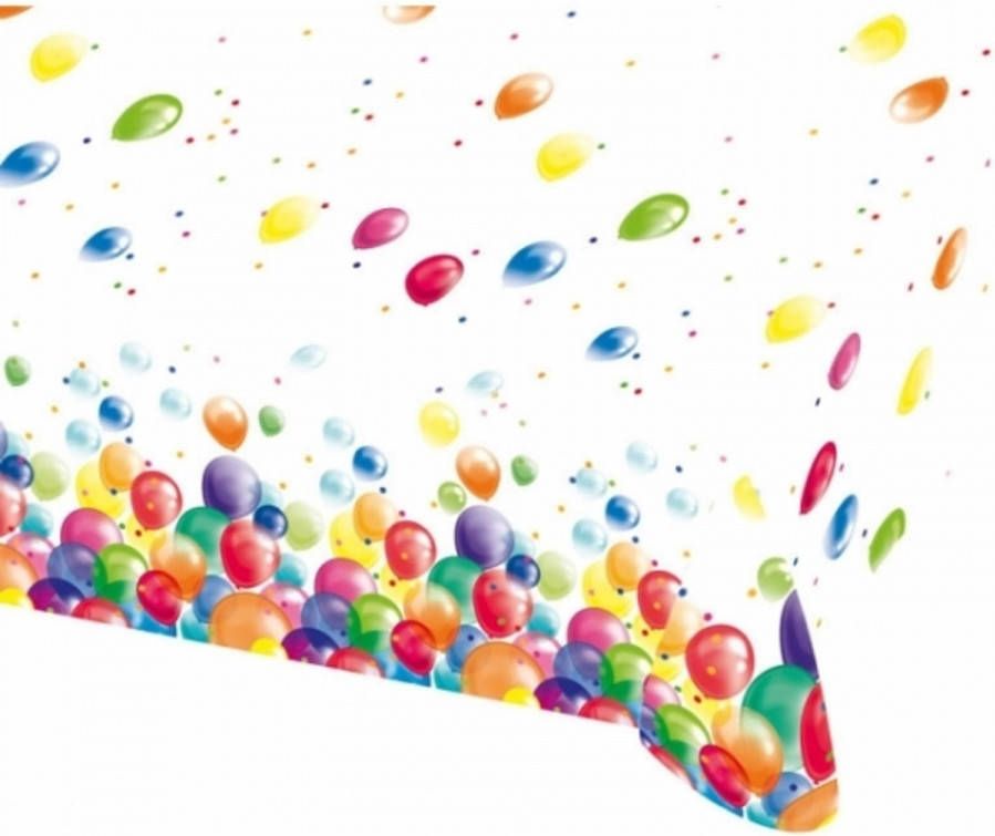 Amscan Feestelijke tafelkleed met ballonnen opdruk plastic 180cm Feesttafelkleden
