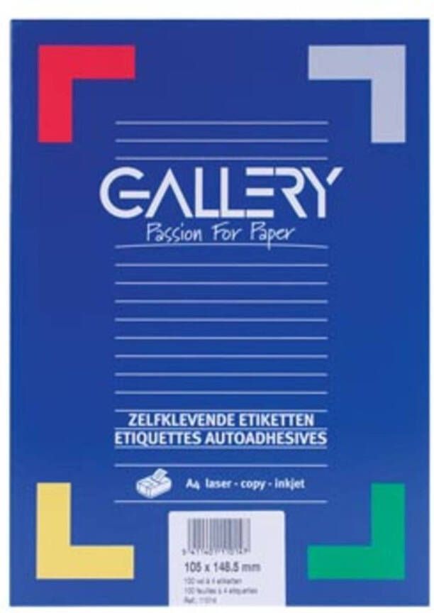 Merkloos Gallery witte etiketten ft 105 x 148 5 mm (b x h) rechte hoeken doos van 400 etiketten