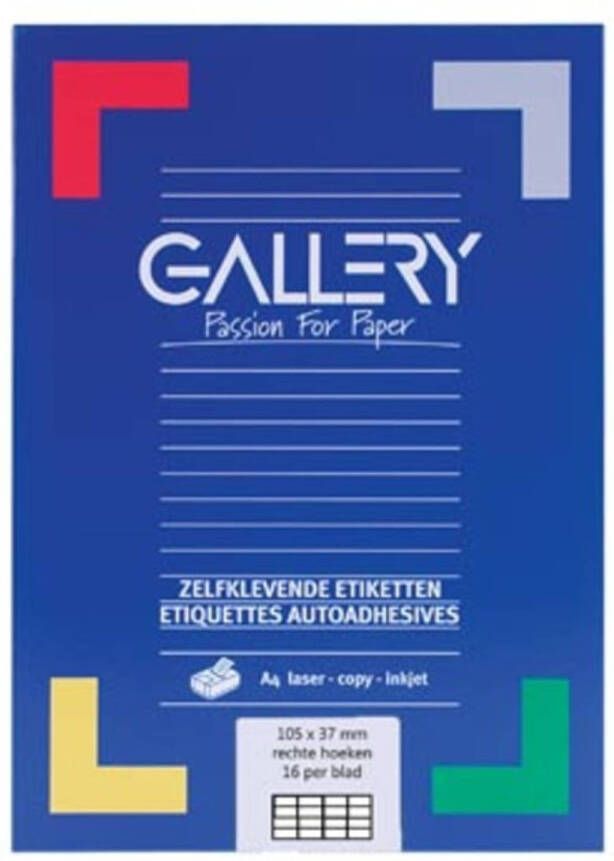 Merkloos Gallery witte etiketten ft 105 x 37 mm (b x h) rechte hoeken doos van 1.600 etiketten