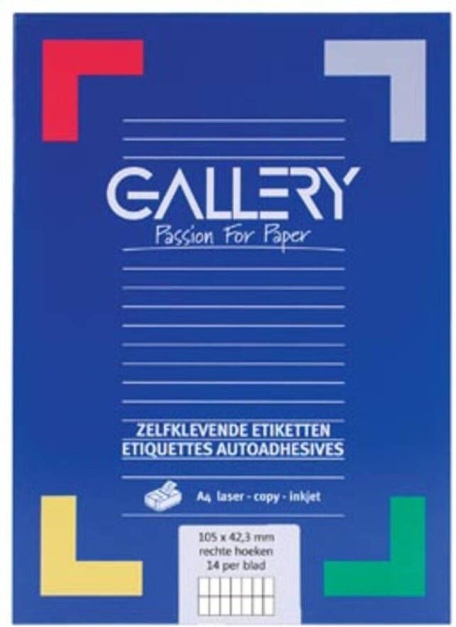 Merkloos Gallery witte etiketten ft 105 x 42 3 mm (b x h) rechte hoeken doos van 1.400 etiketten