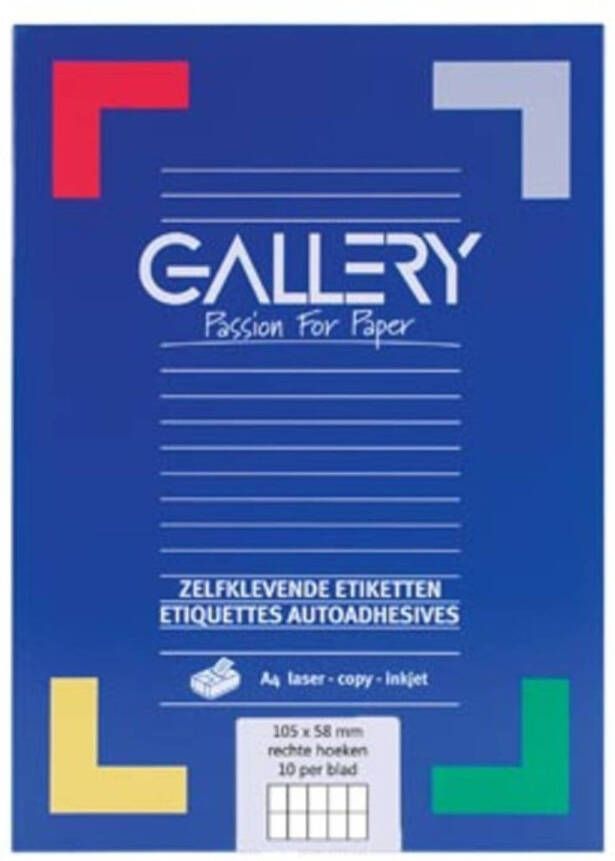 Merkloos Gallery witte etiketten ft 105 x 58 mm (b x h) rechte hoeken doos van 1.000 etiketten