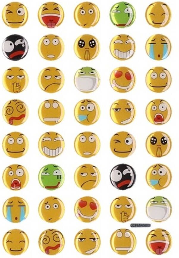 Merkloos Gekleurde smiley 3d stickervel 40 stuks Stickers