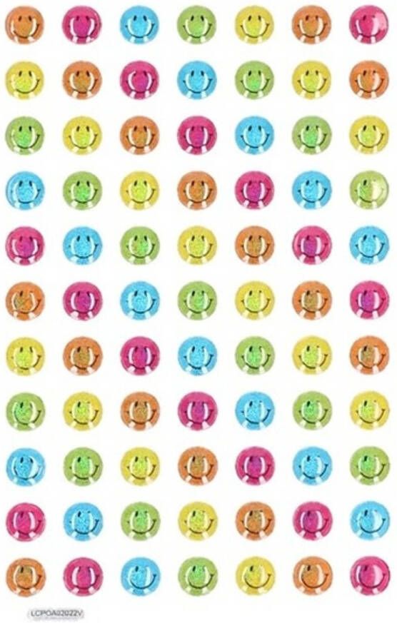 Merkloos Gekleurde smiley stickervel 75 stuks Stickers
