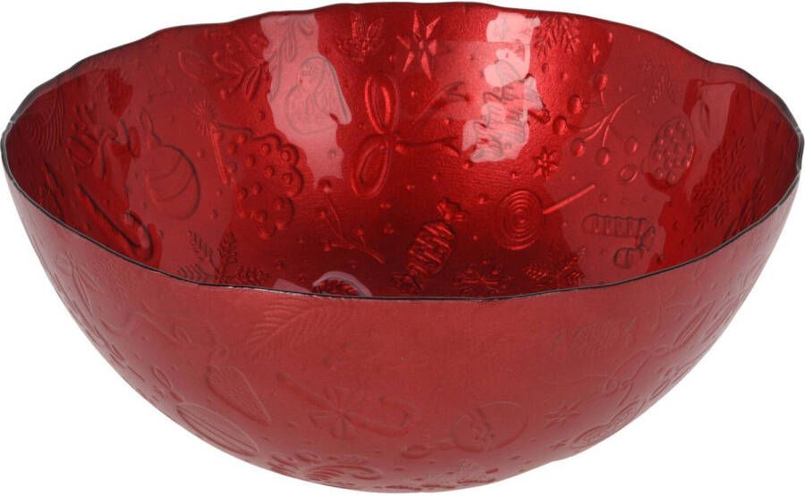 Merkloos Glazen decoratie schaal fruitschaal rood rond D28 x H11 5 cm Fruitschalen