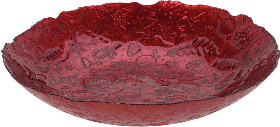 Merkloos Glazen decoratie schaal fruitschaal rood rond D40 x H7 cm Fruitschalen