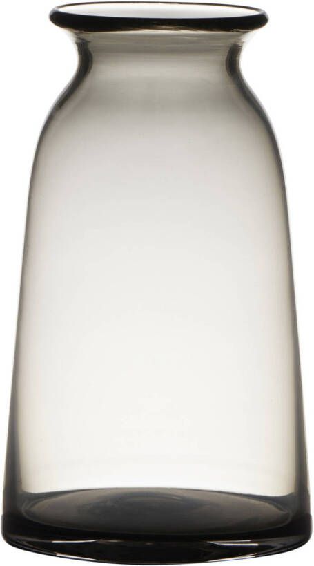 Merkloos Sans marque Transparante home-basics grijze vaas vazen van glas 23.5 x 12.5 cm Bloemen takken boeketten vaas voor binnen gebruik