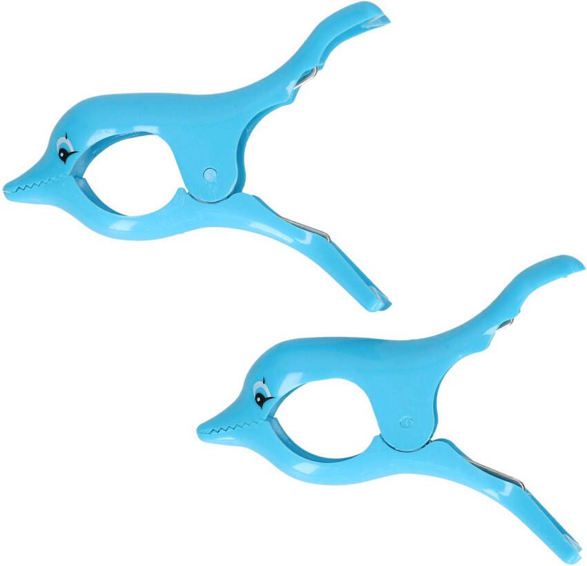 Merkloos Handdoekklem handdoek knijpers dolfijn -A¯A¿A½2x kunststof Handdoekknijpers