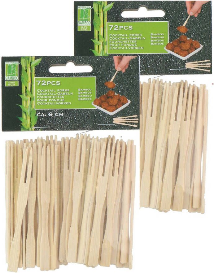 Merkloos Hapjes sate prikkers spiesjes bamboe hout 144x stuks 9 cm amuse bbq feestje prikkers (sate)