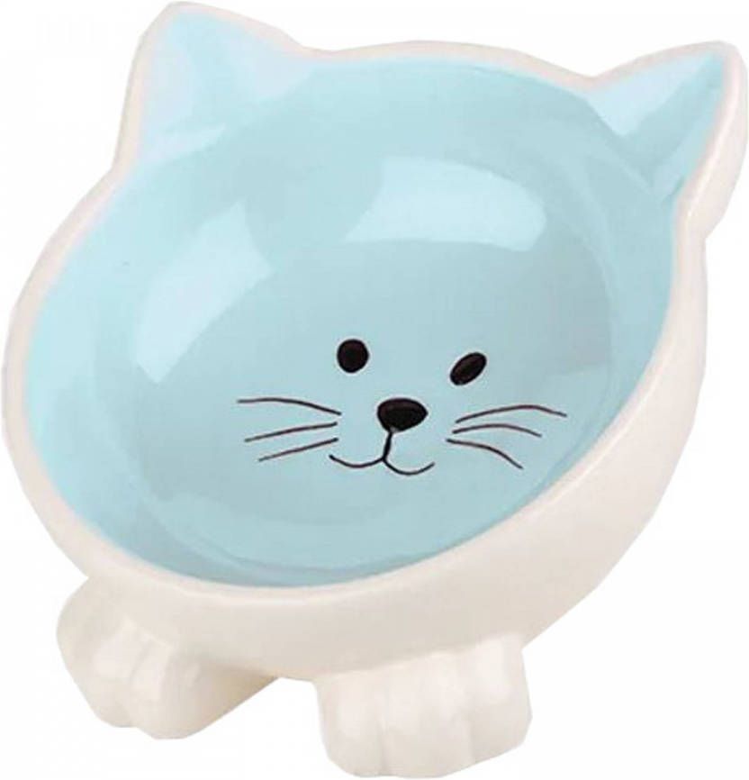 Dobeno Happy Pet kattenbak Orb keramiek 16 5 x 8 cm crème mintblauw