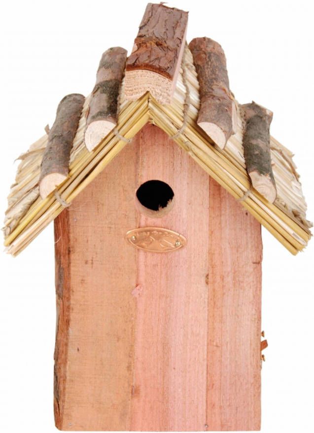 Best for Birds Vogelhuisje Hout Met Rieten Dakje 18 X 27 Cm