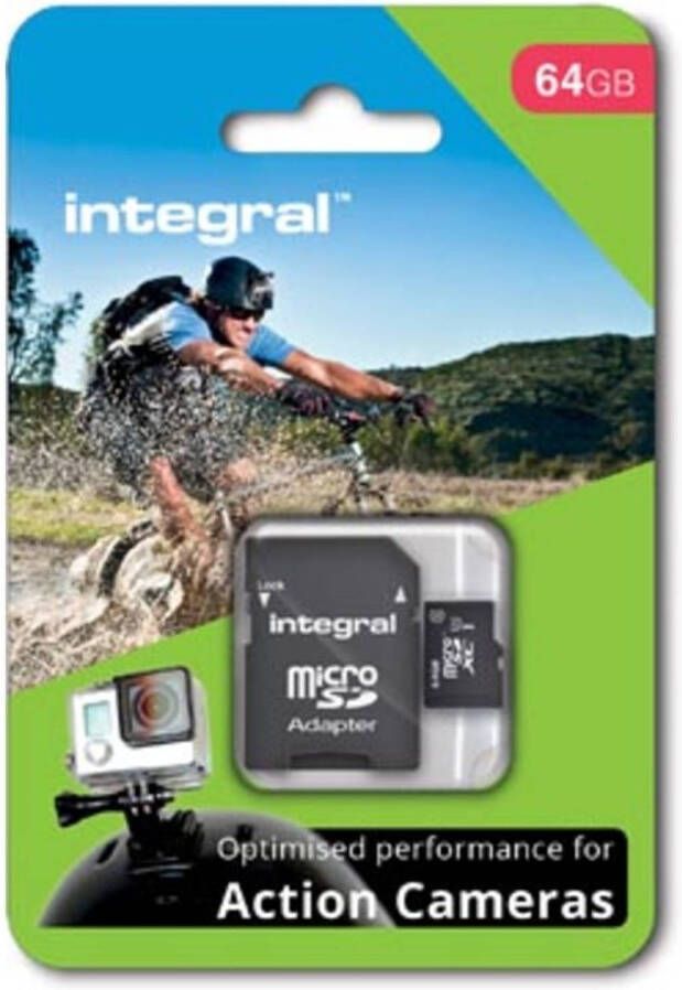 Merkloos Integral microSDXC geheugenkaart voor actie camera&apos;s klasse 10 64 GB