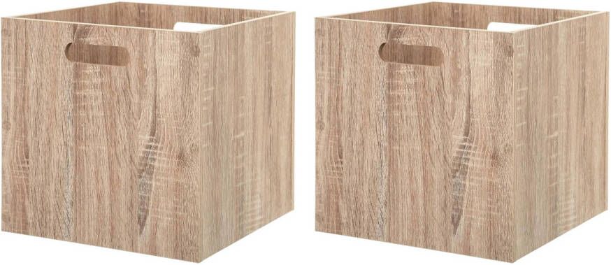 Merkloos Kast opbergmand kastmand 2x lichtbruin mdf hout 29 liter 31 x 31 x 31 cm inklapbaar Opbergkisten