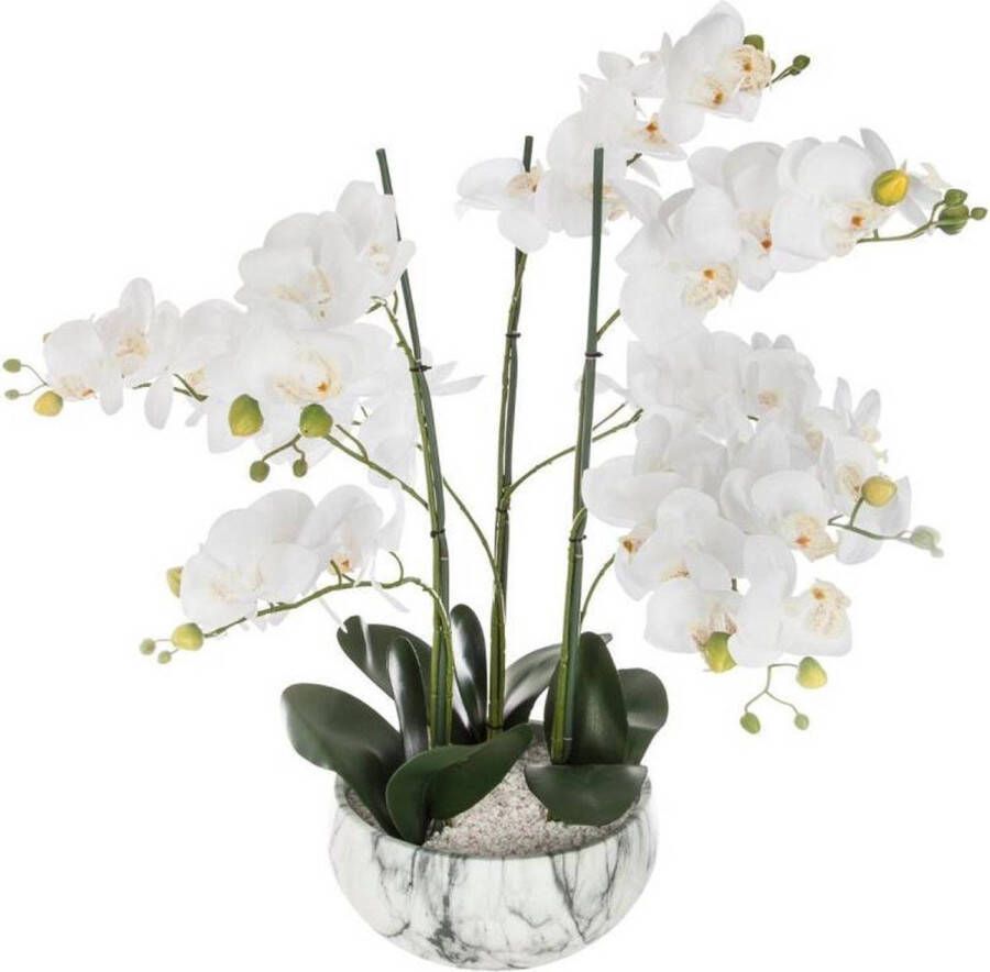 Atmosphera Créateur d'intérieur Kunst orchidee keramische pot Marmer look Net echt hoogte 65 cm