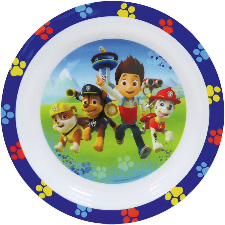 Merkloos Kunststof ontbijtbordje plat Paw Patrol 22 cm Kinderservies