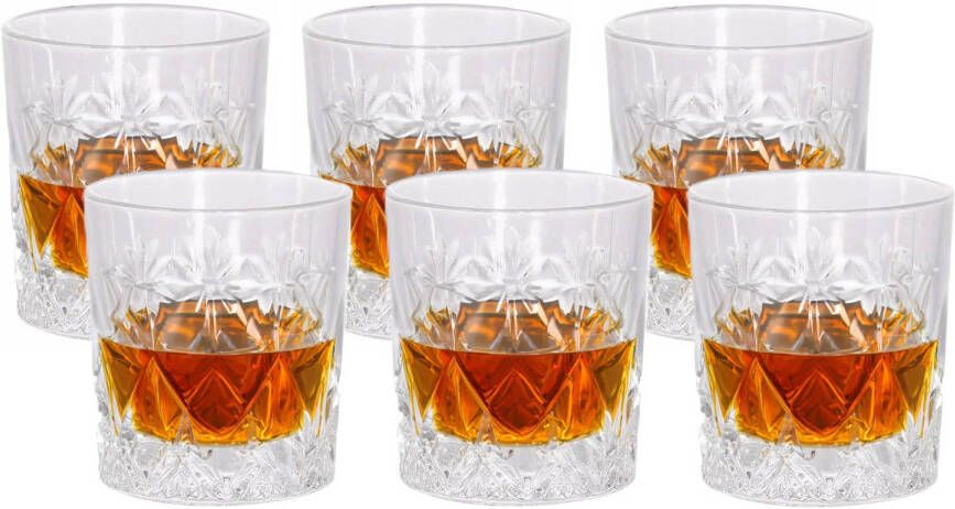 Merkloos Luxe drinkglazen whiskeyglazen 6x stuks transparant 230 ml 7 5 x 8 5 cm Drinkglazen