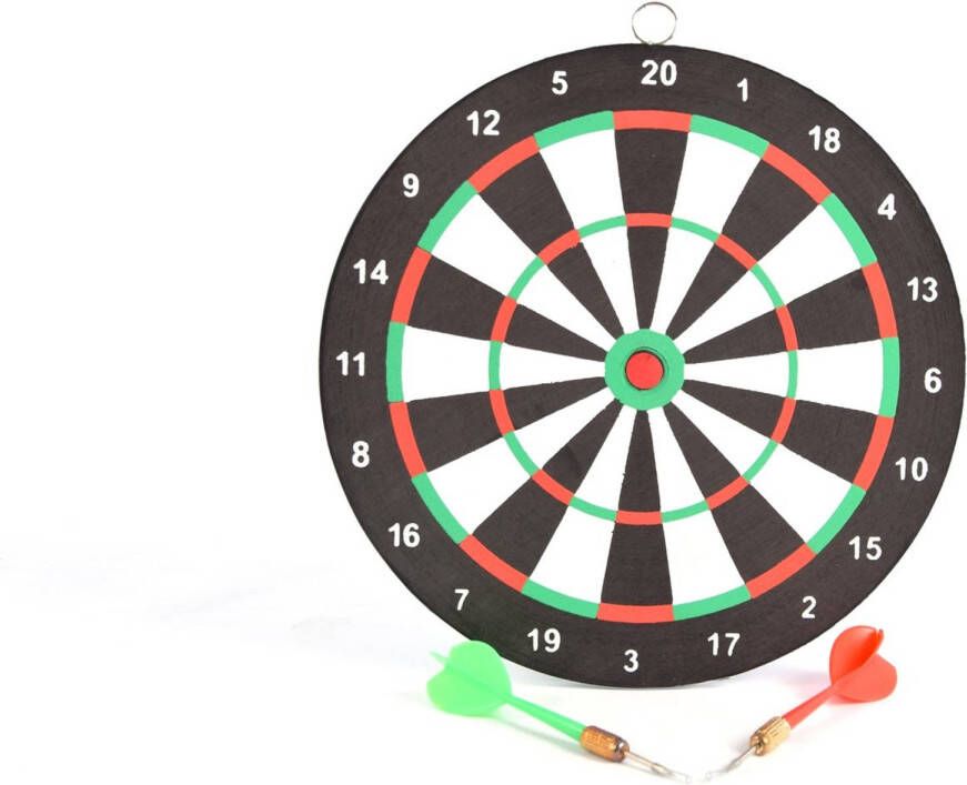 Merkloos Mini Dartbord 22 cm tweezijdig met 2darts