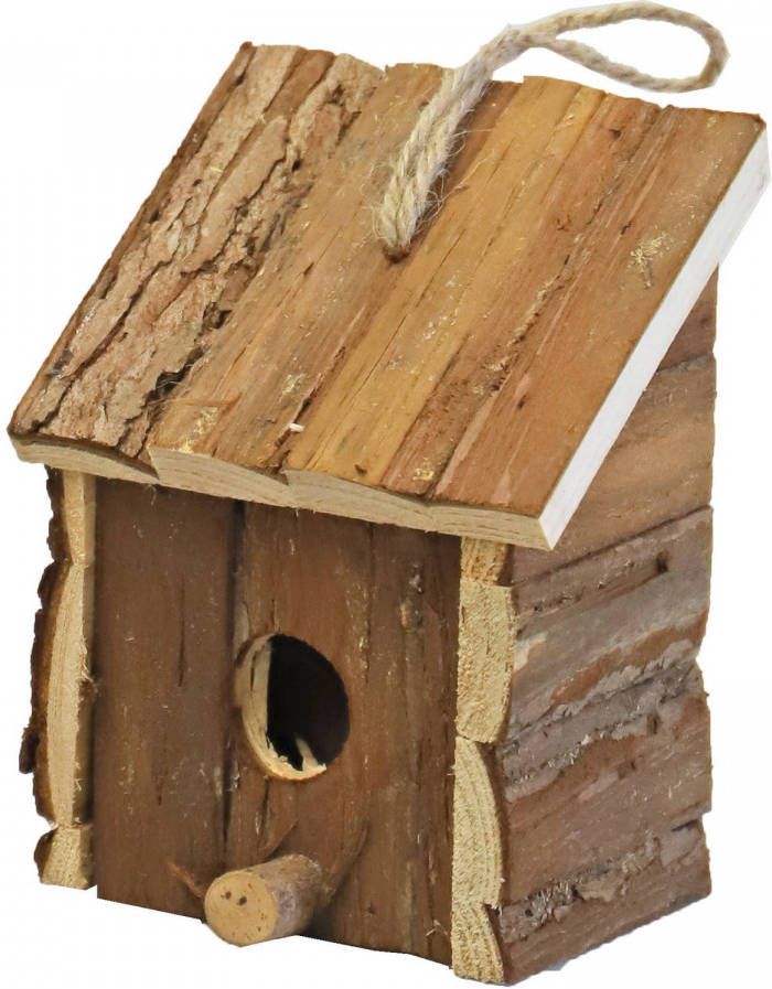 Merkloos Nestkast vogelhuisje Hout Naturel Bruin 9 X 11 X 16 Cm Vogelhuisjes