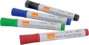 Paagman Nobo Markers Voor Glazen Whiteboard 4 St Verschillende Kleuren