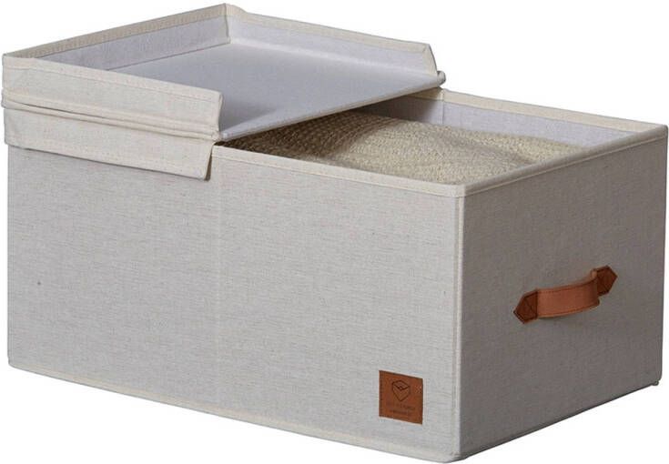 Merkloos Opbergdoos beige kledingkast Store It 50 x 33 x 24 cm klapdeksel