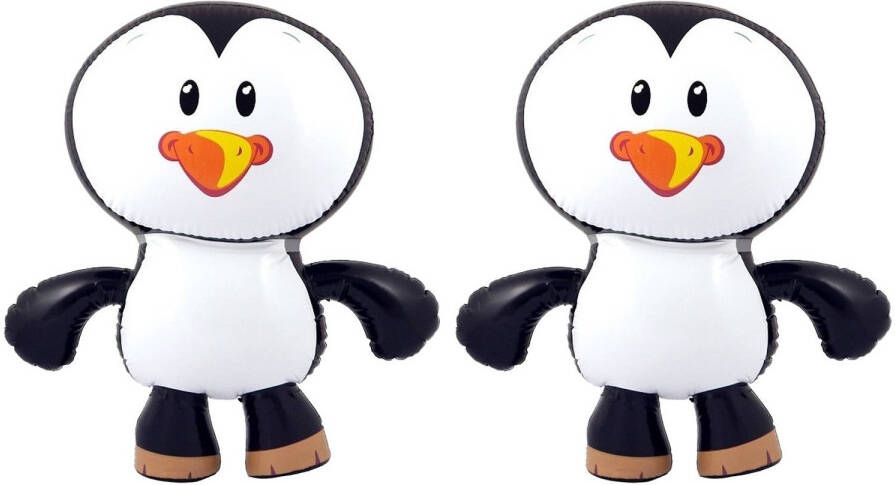 Merkloos Opblaasbare dieren 4x Pinguin wit zwart 56 cm pvc kunststof opblaasspeelgoed