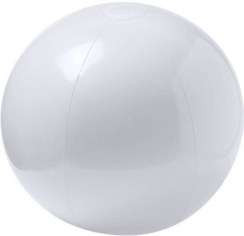 Merkloos Opblaasbare strandbal extra groot plastic wit 40 cm Strandballen