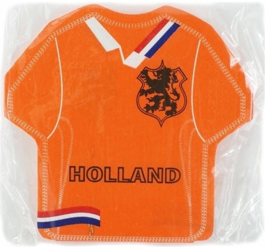 Merkloos Oranje servetten in voetbal shirtjes vorm Feestservetten
