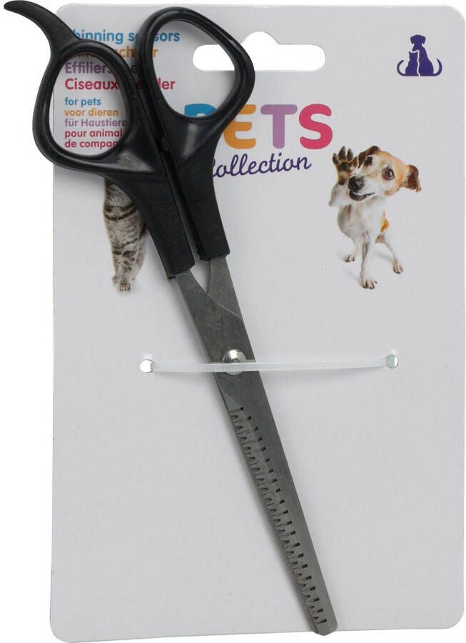 Merkloos Pets Collection huisdieren knipschaar vacht uitdunnen rvs kunststof katten honden 18 cm Keukenscharen