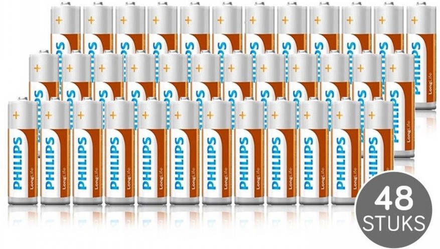 Philips longlife aa batterijen 48 stuks xl-pack