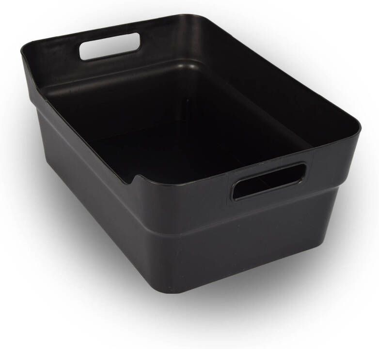 Discountershop Multifunctionele Zwarte Opbergbox van 100% Gerecycled Plastic Waterdicht en Duurzaam 23.5cm x 14cm x 34cm Ideaal voor Huishouden Kantoor en Keuken