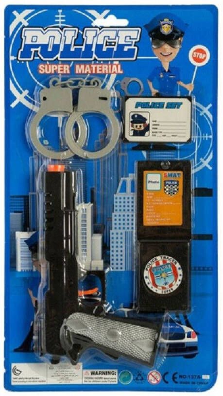 Merkloos Politie accessoires speelgoed 4-delig voor kinderen Speelgoedpistool