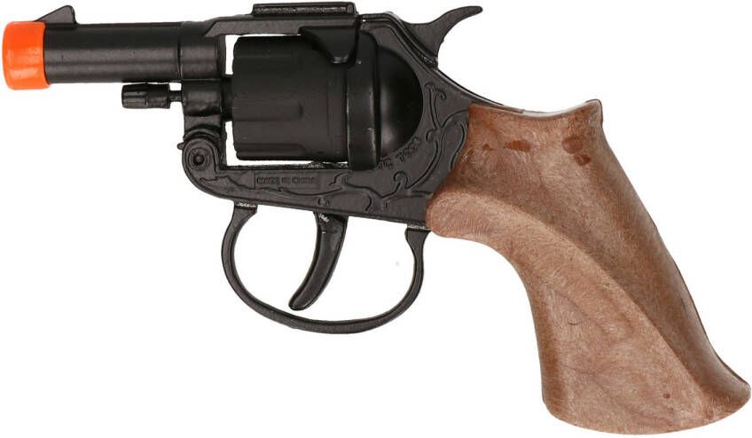 Merkloos Politie verkleed speelgoed revolver pistool metaal 8 schots plaffertjes Verkleedattributen
