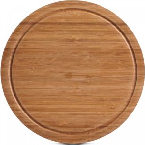 Zeller Ronde Bamboe Houten Snijplanken Met Sapgroef 25 Cm Snijplanken
