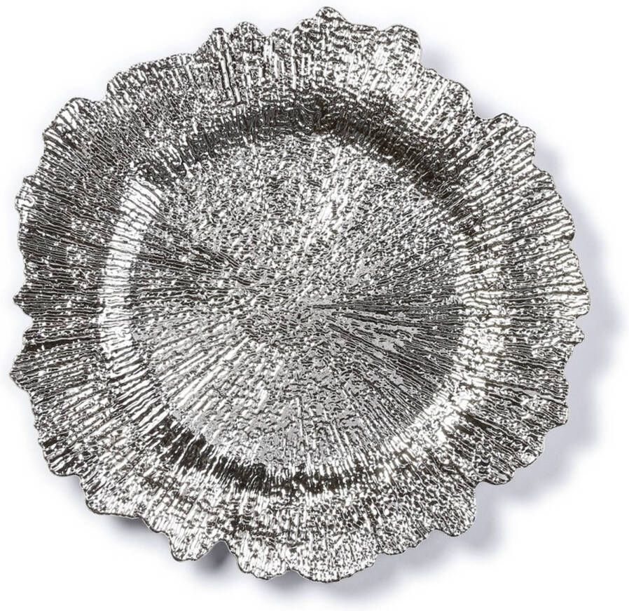 Merkloos Sans marque Rond zilveren kaarsenplateau kaarsenbord asymmetrisch 33 cm onderbord kaarsenbord onderzet bord voor kaarsen