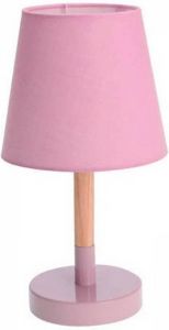 Merkloos Sans marque Roze tafellamp schemerlamp hout metaal 23 cm Woondecoratie lamp op metalen voet roze